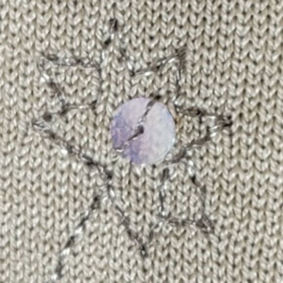 Norton McNaughton Silk Embroidered Sweater Sequin Beige With Cami Ruffle Tie S - Picture 5 of 10